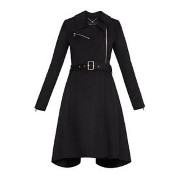 NET BCBGMAXAZRIA BLACK RYAN WOOL BLEND TRENCH COAT SZ XXSMALL - Picture 1 of 11